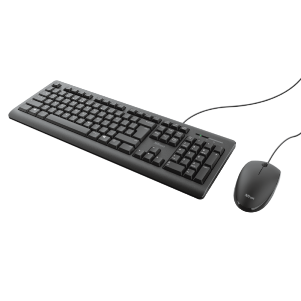 Teclado Y Mouse Trust Tkm-250 Silencioso Resistente A La Caida De Liquidos Cable 1.8m 23977