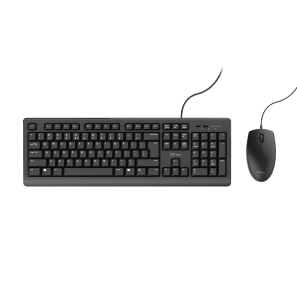 Teclado Y Mouse Trust Tkm-250 Silencioso Resistente A La Caida De Liquidos Cable 1.8m 23977