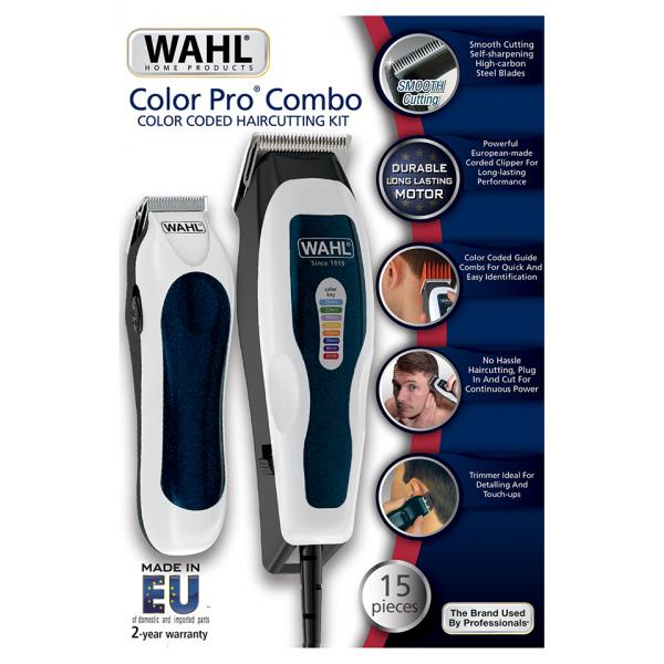 Wahl Color Pro Combo Blanco Y Azul / Kit Cortapelos + Recortadora Mini + 8 Peines Main Image