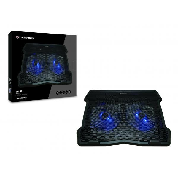 Base De Refrigeracion Para Portatiles Conceptronic 2 Ventiladores 125mm Hasta 15,6"