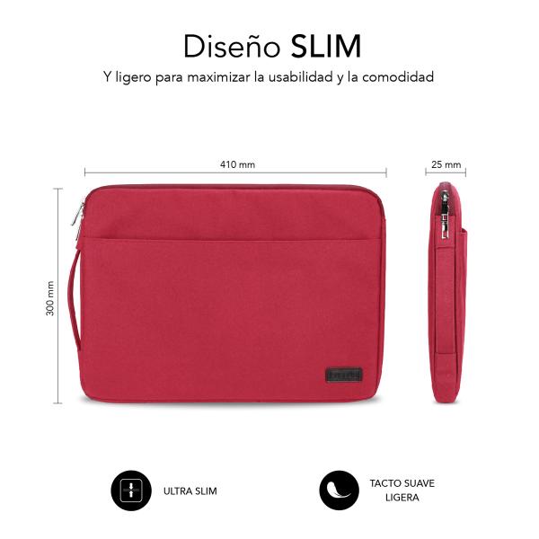 Funda Subblim Urban Laptop Sleeve Para Portatil 15.6 Pulgadas Rojo