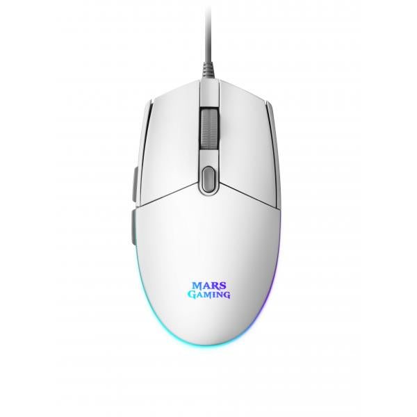 Mouse Mars Gaming Rgb Mmg White 3200dpi 6 Botones Iluminacion Flow Switches Huano