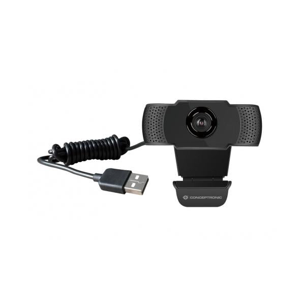 Webcam Fhd Conceptronic Amdis01b - 1080p - Usb - 30 Fps - Angulo Vision 90 - Foco Manual - Microfono Integrado