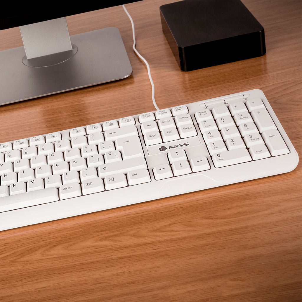Teclado Ngs Multimedia Spike Usb 12 Teclas Multimedia Color Blanco