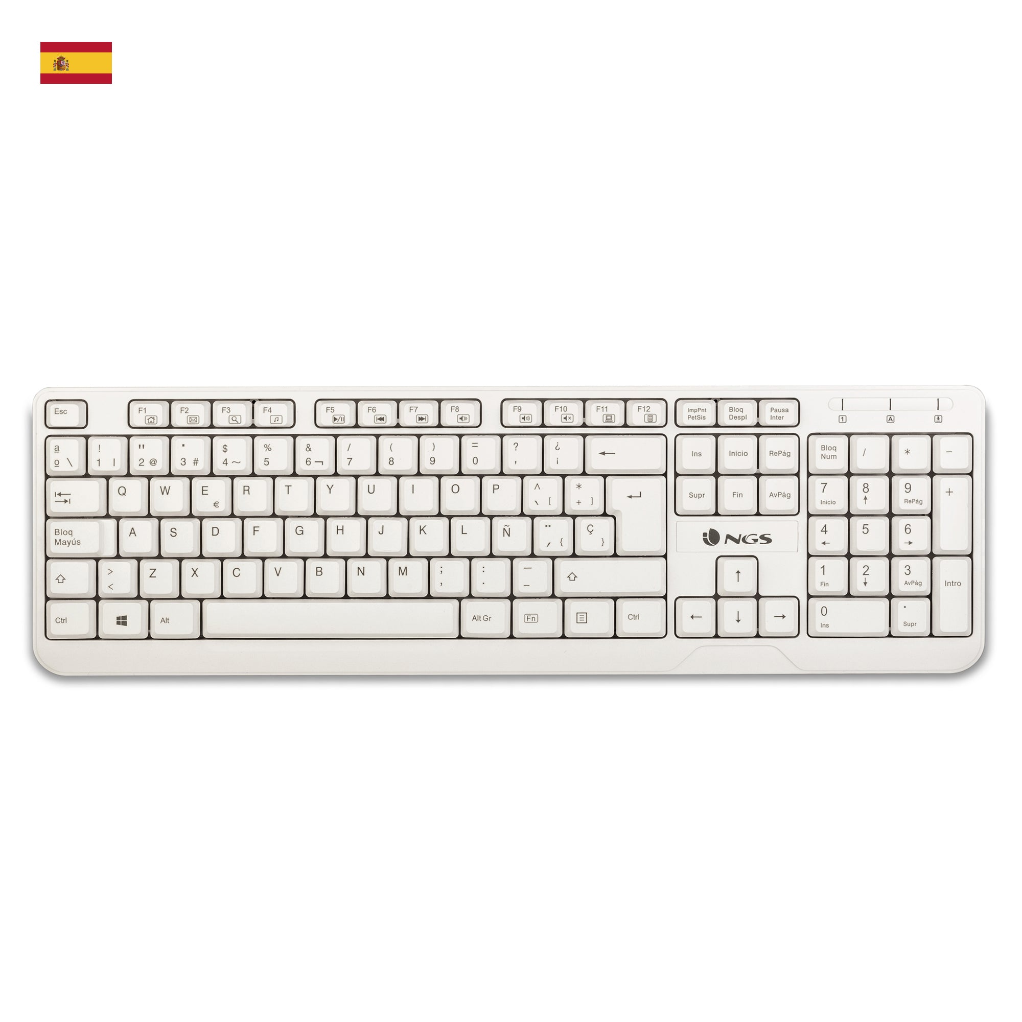 Teclado Ngs Multimedia Spike Usb 12 Teclas Multimedia Color Blanco