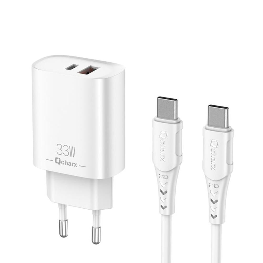 Cargador Qcharx Eros 3A 33W 1 X Usb Tipo A - 1 X Usb Tipo C