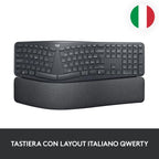 Teclado Logitech Bluetooth Ergo K860 Italiano Color Grafito P/n: 920-010106