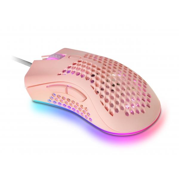 Mouse Mars Gaming Rgb Mmex Diseo Hive Pink 32kdpi Pixart 3389pro Switch Superficie Perforada Ilumin Hover Image