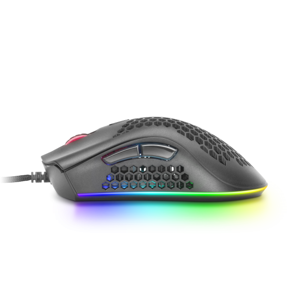 Mouse Mars Gaming Rgb Mmex Diseo Hive Black 50-32000 Dpi Pixart 3389pro Switch Superficie Perforada