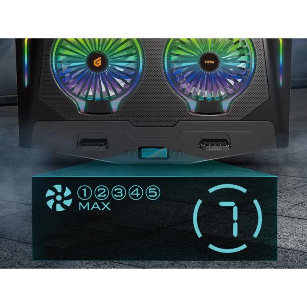 Base De Refrigeracion Para Portatiles Gaming Conceptronic Hasta 17" 2 Ventiladores Luz Rbg