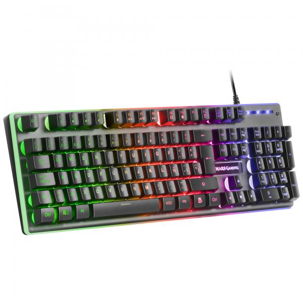 Teclado En Frances Hibrido H-mecanico Mars Gaming Mk220fr Black Switch H-mechanical Retroiluminado F