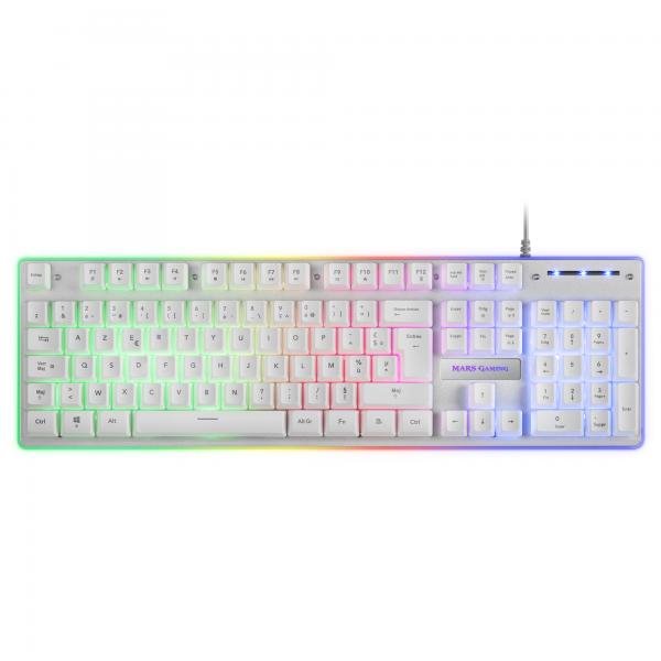 TECLADO MOUSE Y ALFOMBRILLA MARS GAMING MCPX FRANCES WHITE TELCADO HIBRIDO H-MECH MOUSE ULTRA