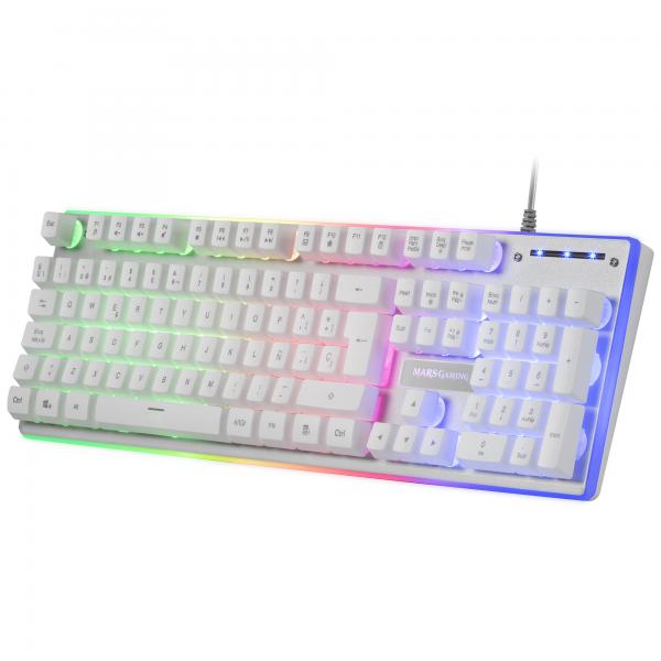 TECLADO MOUSE Y ALFOMBRILLA MARS GAMING MCPX FRANCES WHITE TELCADO HIBRIDO H-MECH MOUSE ULTRA