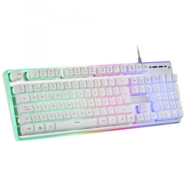 TECLADO MOUSE Y ALFOMBRILLA MARS GAMING MCPX FRANCES WHITE TELCADO HIBRIDO H-MECH MOUSE ULTRA