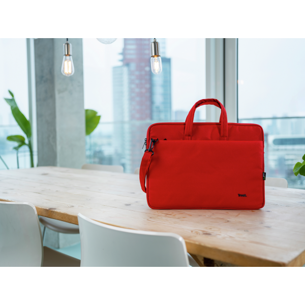 Maletin De Portatil 16" Trust Bologna Eco 16" - Compartimento Principal Acolchado - Color Rojo