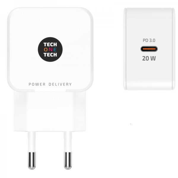 Cargador Usb-C Power Delivery Tech One Tech Blanco