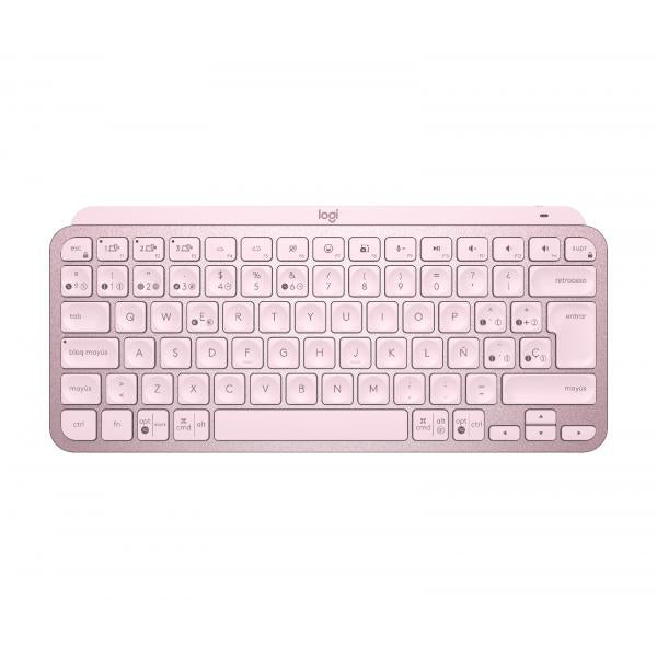 Teclado Logitech Bluetooth Mx Keys Mini Iluminado Compacto Recargable Usb-c Color Rosa 920-010813