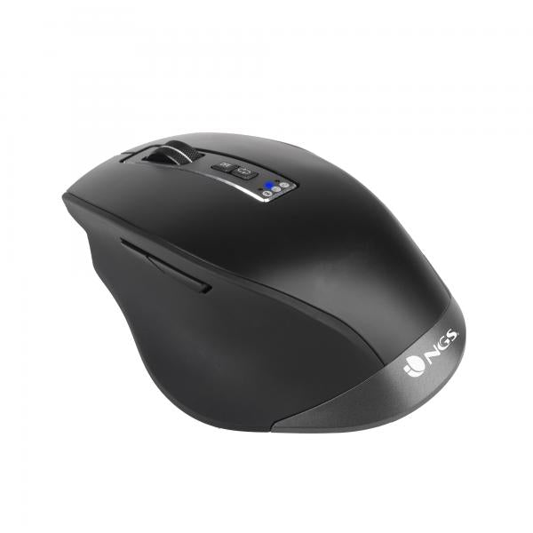 Ratón Inalámbrico Recargable Ergonomico NGS Blur-RB - USB  3200DPI  Multidispositivo  Negro