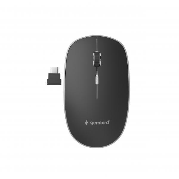 Raton óptico inalambrico Type-C Gembird / 4 Botones / 1600 Dpi / Negro/ Silencioso / MUSW-4BSC-01