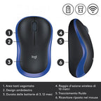 Ratón Inalámbrico LOGITECH M185 910-002236 - USB  1000DPI  Negro/Azul