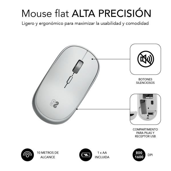 Ratón Inalámbrico Subblim Wireless Mini/ Hasta 1600 Dpi/ Pla