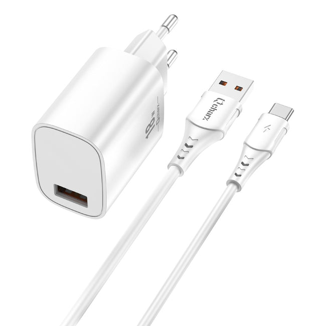 Kit Cargador Qcharx Artemisia 3A 18W + Cable Usb A Tipo C Bl Hover Image