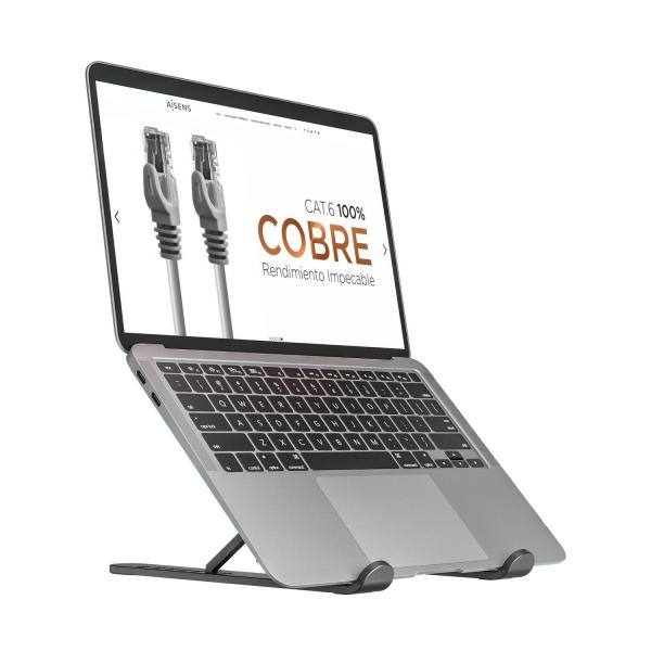 Aisens soporte de sobremesa ajustable para portatil o tablet, gris oscuro