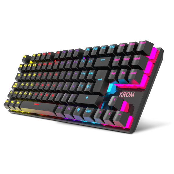 Teclado Gaming Mecánico con Cable KROM Kasic - USB  Cable 150cm  RGB  Negro