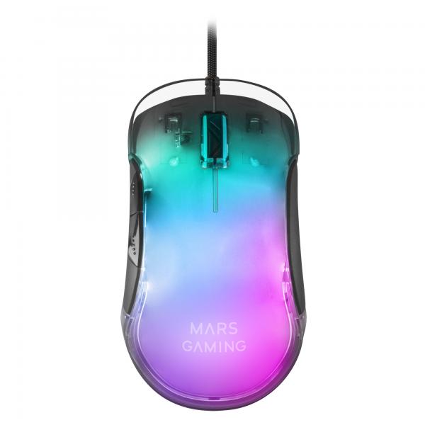 Mouse Mars Gaming Rgb Mmglow Black 12800dpi Iluminacion Total Chroma-glow Con Cuerpo Acabado En Espe