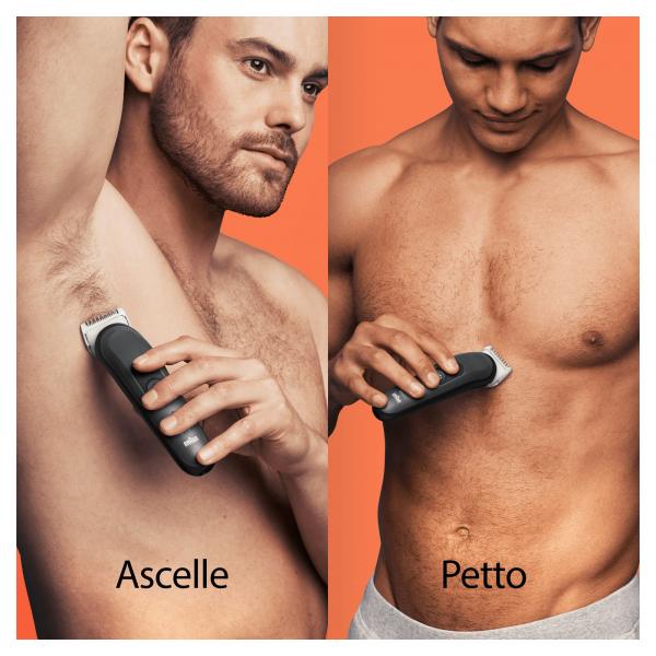 Afeitadora Corporal Braun Bodygroom Bg3340 Skinshield - Auto. 80m - 3 Peines - Bateria
