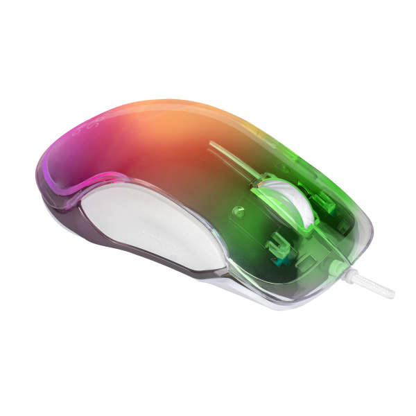 Mouse Mars Gaming Rgb Mmgloww White 12800dpi Iluminacion Total Chroma-glow Con Cuerpo Acabado En Esp