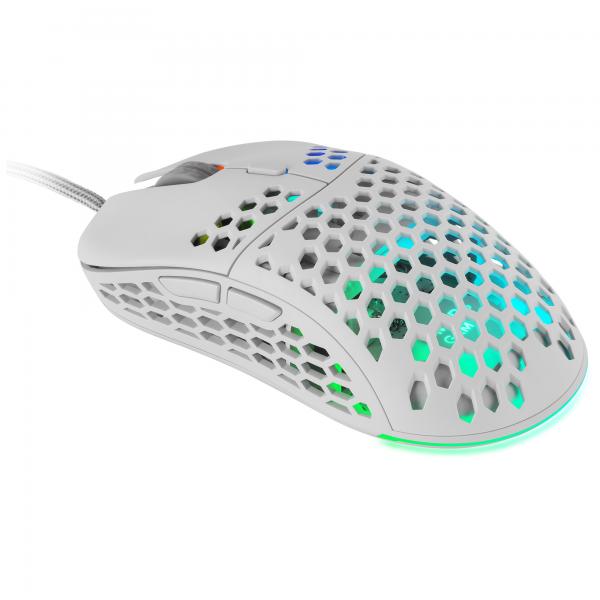 Mouse Mars Gaming Rgb Mm55w Diseo Hive White 12800dpi A825pro Switch Huano Superficie Perforada Ilu