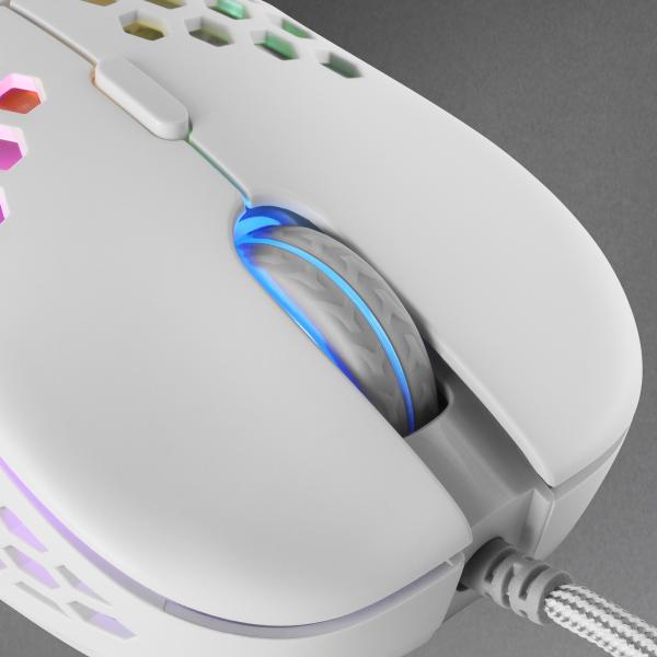Mouse Mars Gaming Rgb Mm55w Diseo Hive White 12800dpi A825pro Switch Huano Superficie Perforada Ilu