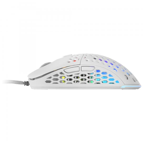 Mouse Mars Gaming Rgb Mm55w Diseo Hive White 12800dpi A825pro Switch Huano Superficie Perforada Ilu