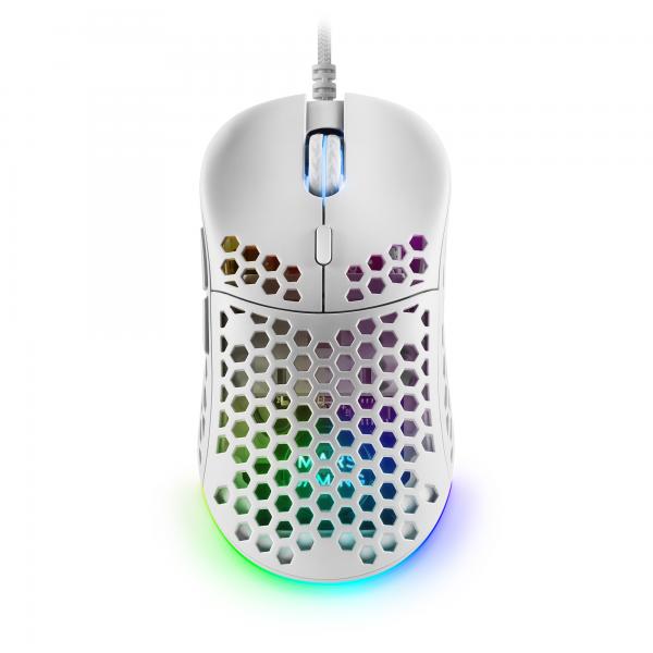 Mouse Mars Gaming Rgb Mm55w Diseo Hive White 12800dpi A825pro Switch Huano Superficie Perforada Ilu