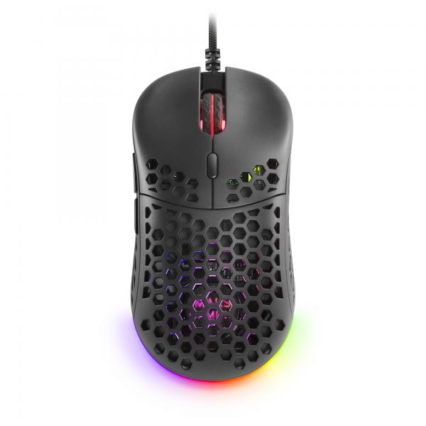 Mouse Mars Gaming Rgb Mm55 Diseo Hive Black 12800dpi A825pro Switch Huano Superficie Perforada Ilum Hover Image