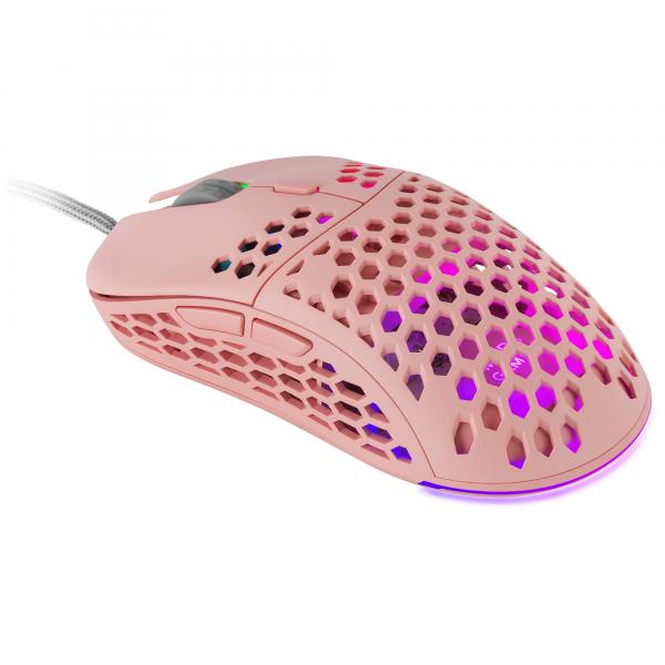 Mouse Mars Gaming Rgb Mm55p Diseo Hive Pink 12800dpi A825pro Switch Huano Superficie Perforada Ilum