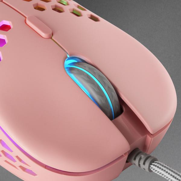Mouse Mars Gaming Rgb Mm55p Diseo Hive Pink 12800dpi A825pro Switch Huano Superficie Perforada Ilum