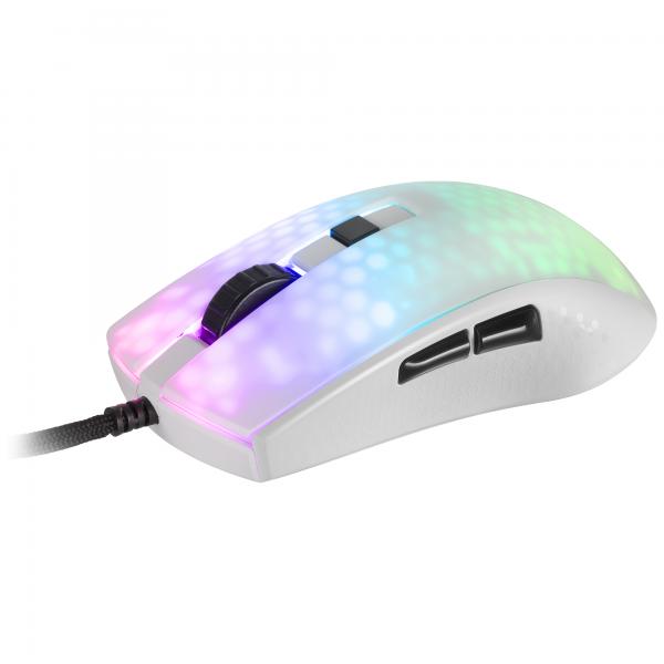 Mouse Mars Gaming Rgb Mmr Translucido White 12800dpi Ultra Ligero 58g Iluminacion Rgb Switches Mecan