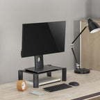 Aisens soporte elevador cristal para monitor / portatil, negro