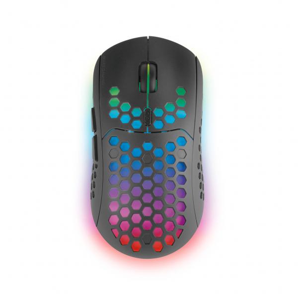 Mouse Mars Gaming Wireless Rgb Mmw3 Black Usb 2.4g Bateria Recargable 3200dpi Ultraligero Hive Ilumi