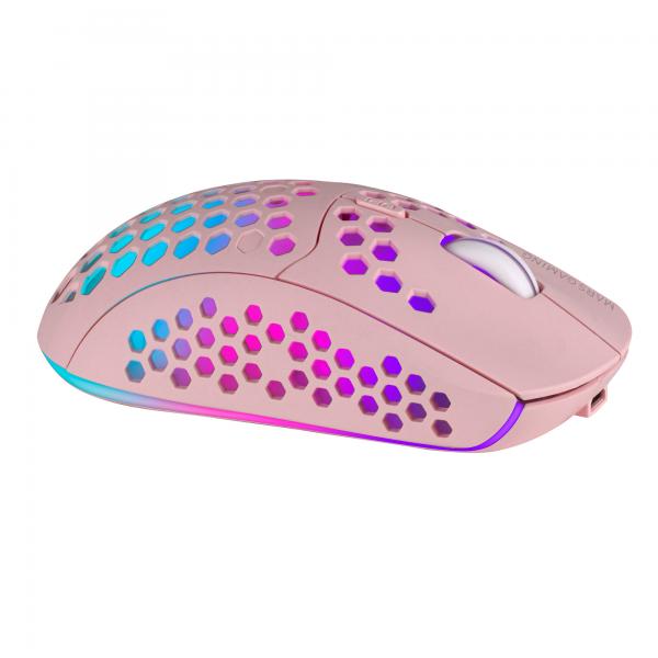 Mouse Mars Gaming Wireless Rgb Mmw3 Pink Usb 2.4g Bateria Recargable 3200dpi Ultraligero Hive Ilumin