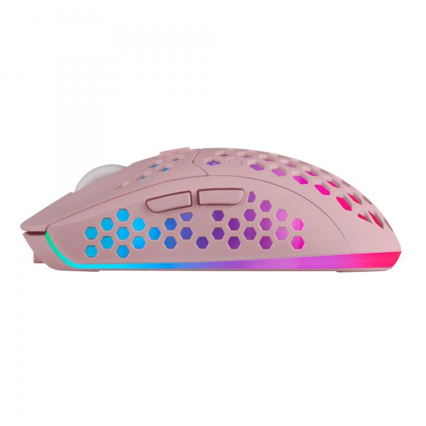Mouse Mars Gaming Wireless Rgb Mmw3 Pink Usb 2.4g Bateria Recargable 3200dpi Ultraligero Hive Ilumin