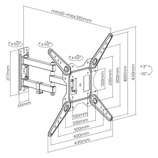 EWENT EW1525 Soporte pared TV ext 3 pivot 23-55" Main Image