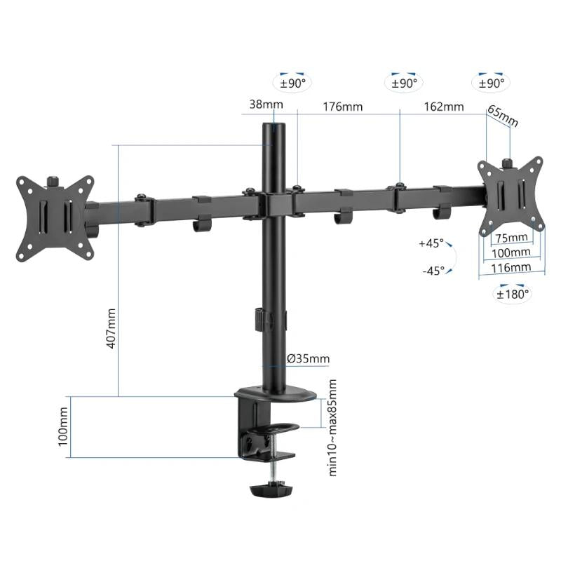 iggual SPM02 Soporte pinza mesa 2 monitores 17-32"