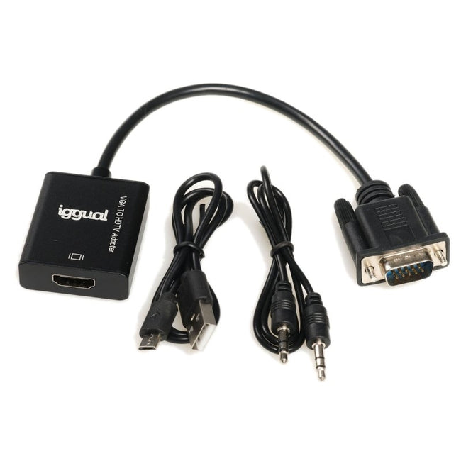 iggual Adaptador VGA a HDMI + audio + microUSB Hover Image