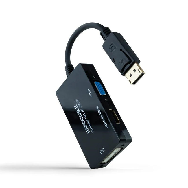 Nanocable Conversor DP a HDMI/DVI/VGA Negro 20 cm Hover Image