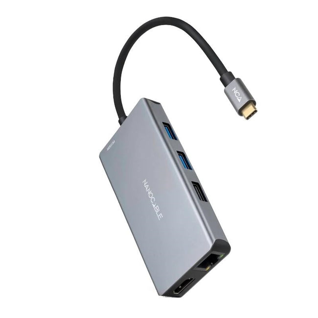 Nanocable Hub USB-C 3xUSB-A+2xHDMI+RJ45+TF+SD+PD Hover Image