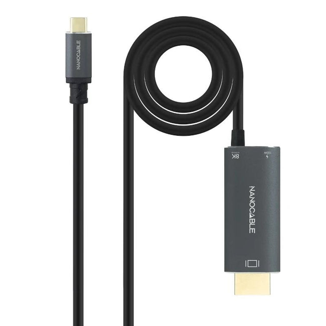 Nanocable Cable USB-C/M-HDMI 2.1+USB-C/H PD 1.8 M Hover Image