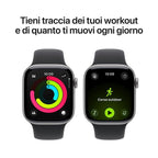 Apple Watch Series 11/ GPS/ 42mm/ Gris espacial/ Correa Deportiva Negra (M/L)
